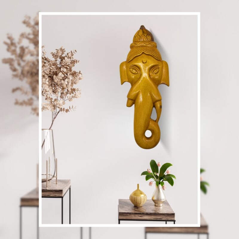 Handcrafted Women Wooden Ganesha Wall Hanging – Spiritual & Artistic Home Decor