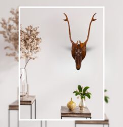 Rustic Women-Inspired Wooden Deer Head Wall Hanging – Handcrafted Boho Wall Art
