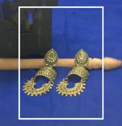 Antique Gold-Plated Designer Jhumka Earrings for Women – Traditional Ethnic Wear