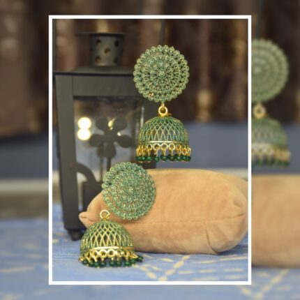 Traditional Antique Gold-Plated Jhumka Earrings for Women – Ethnic & Festive Wear