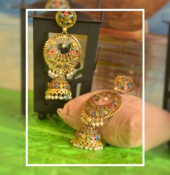 Elegant Traditional Jhumka Earrings with Silk Thread String – Ethnic Indian Jewelry for Women
